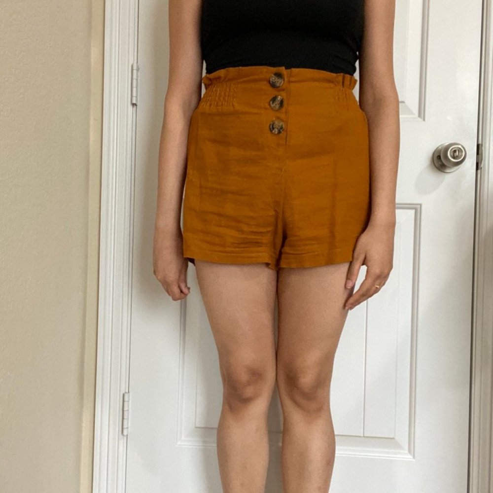 Rust High Rise Button Shorts! - Picture 2 of 6